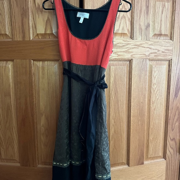 Anthropologie 🍁Moulinette Soeurs Black and coral silk dress - Picture 2 of 3